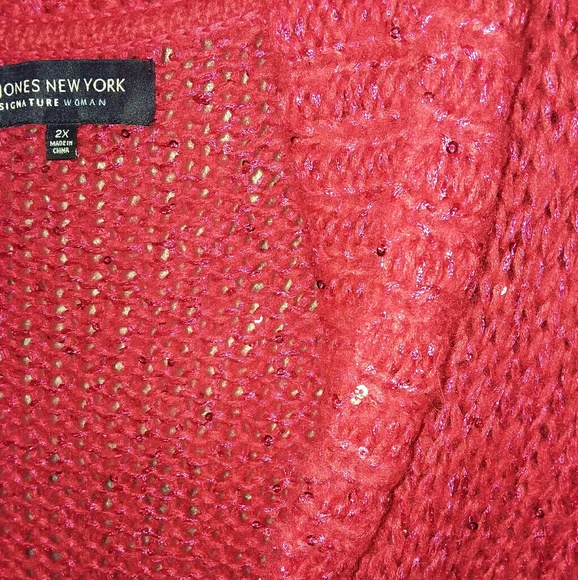 ❄ Jones New York ❄ Plus size 2x red sequin sweater - Picture 3 of 5